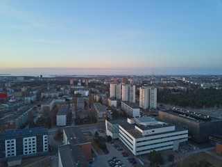 Naklejka na ściany i meble Panoramic aerial view of City Tallinn Estonia , Distrikt mustamjae