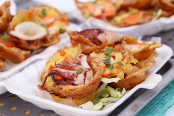 Coconut milk mix seafood and flour