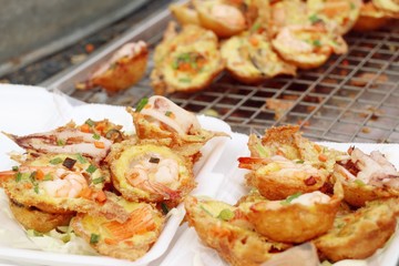Coconut milk mix seafood and flour