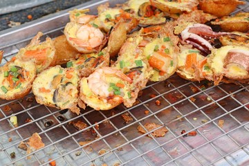 Coconut milk mix seafood and flour
