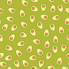 Seamless pattern avocado. Ripe halves avocado slices seamless pattern background.