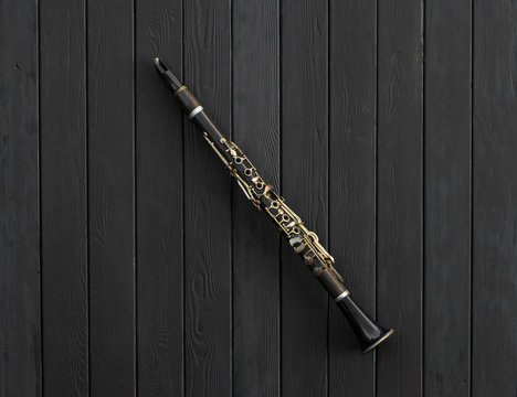 clarinet on a black background
