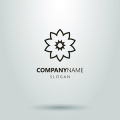 black and white linear flower bud logo