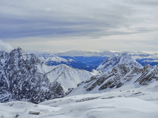 Fototapeta na wymiar View from the Zugspitze, Germany, Bavaria