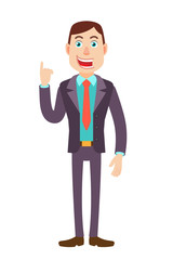 Businessman pointing up