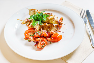 Chicken skewers with vegetables