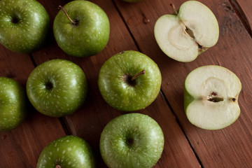 apples on a wooden table