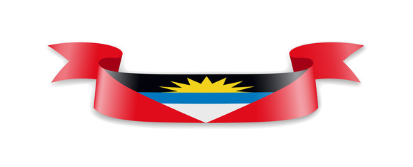 Fototapeta premium Antigua and Barbuda flag in the form of wave ribbon.