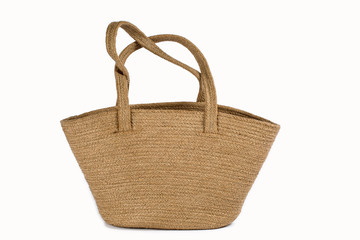 Close Up Of A Large Natural Plant Fibre Jute Burlap Bags Eco-Friendly & Reusable In Natural Brown...