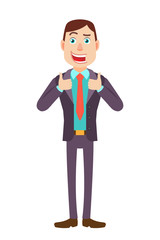 Businessman showing thumb up