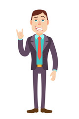 Fototapeta premium Businessman showing Rock and Roll sign