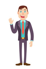 Fototapeta premium Businessman raised a hand in greeting