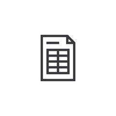 spreadsheet document paper outline icon. isolated note paper icon in thin line style for graphic and web design. Simple flat symbol Pixel Perfect vector Illustration.