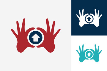 Hand Circle Upload Logo Template Design Vector, Emblem, Design Concept, Creative Symbol, Icon