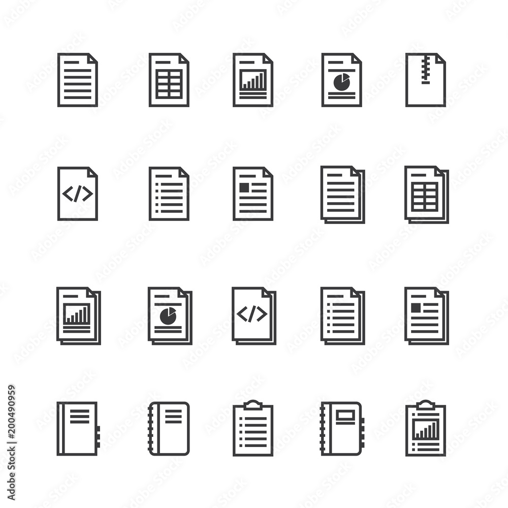 Poster document and notebook outline icon. isolated checklist paper icon in thin line style for graphic and