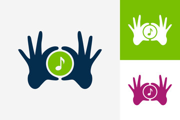 Hand Circle Music Logo Template Design Vector, Emblem, Design Concept, Creative Symbol, Icon