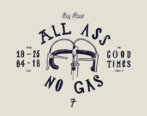 Obraz premium bicycle steering wheel bars typography print - all ass no gas