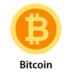 Bitcoin icon. Flat illustration of bitcoin vector icon for web