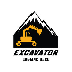 excavator / excavation logo, emblems and insignia with text space for your slogan / tagline. vector illustration
