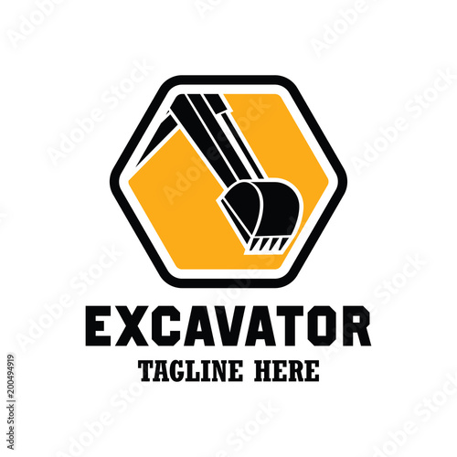 "excavator / excavation logo, emblems and insignia with text space for
