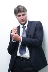 Photo of a senior employer, thinking about something