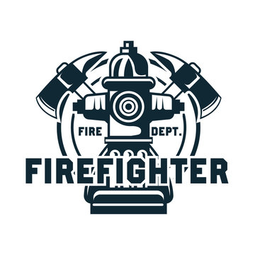 firefighter logo, emblems and insignia with text space for your slogan / tagline. vector illustration