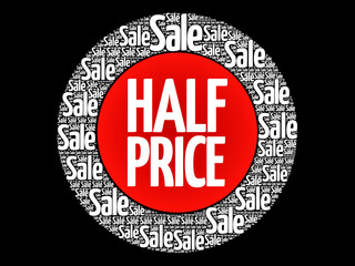 Fototapeta premium HALF PRICE Sale word cloud collage, business concept background