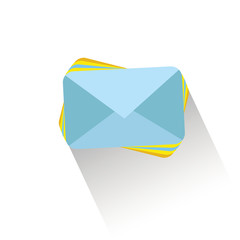 Email send concept vector illustration. A lot of incoming messages or emails marked by different colors. Mail envelope icon.