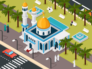 Arab Muslims Near Mosque Composition