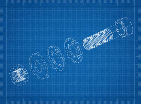 Fastener 3D blueprint