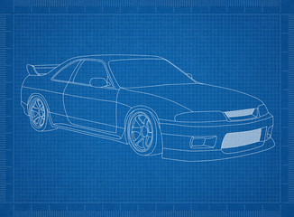 Sport car 3D blueprint