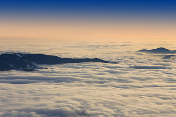 beautiful landscape  above the clouds. Romania