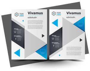 Flyer brochure design, business cover size A4 template, creative leaflet geometric blue color