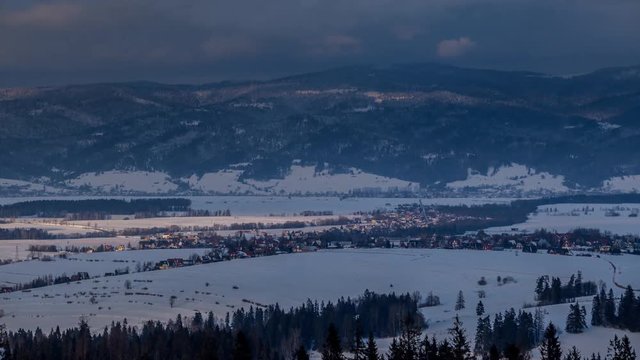 4k Timelapse of smal  agglomerations agglomerations under the Gorce mountains