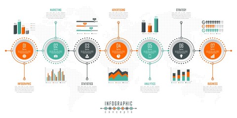 Infographic timeline template can be used for chart, diagram, web design, presentation, advertising, history. Vector infographic illustration