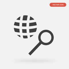 search icon isolated on grey background, in black, vector icon illustration
