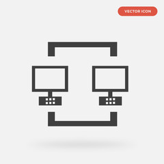 communication icon isolated on grey background, in black, vector icon illustration