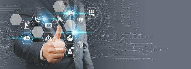 Business partnership meeting concept. Successful businessmen handshaking,virtual connection graphic screen.