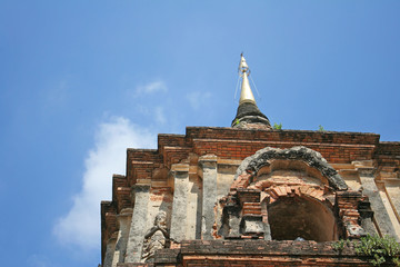 Pagoda at  Lok Molee temple on beautiful  blue sky in Chiang Mai, Thailand.