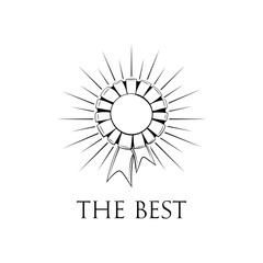 Badge with ribbons icon,  illustration, simple flat design