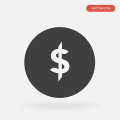 dollar icon isolated on grey background, in black, vector icon illustration