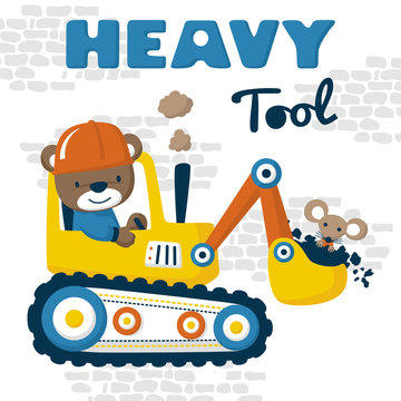 heavy tool cartoon vector with cute driver