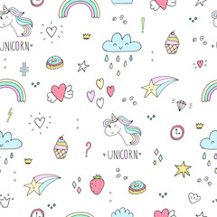 cute unicorn vector pattern - 200504797