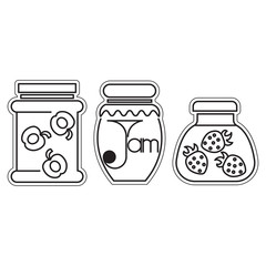 jam in jars line vector icons