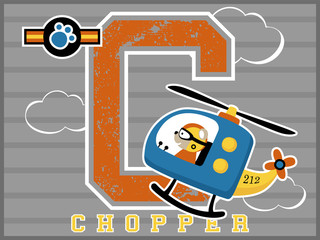 chopper cartoon vector with little pilot