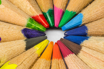 close up of colored pencils