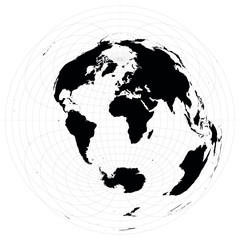 Azimuthal equidistant projection of world