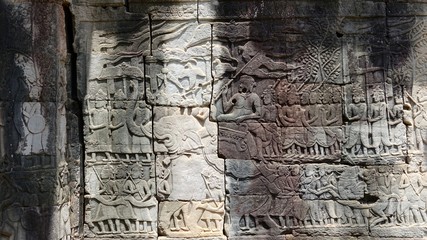 Angkor Steinreliefs, Steinmetzarbeit der Khmer in Kambodscha