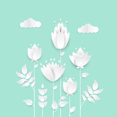 Paper cut flowers - modern vector colorful illustration