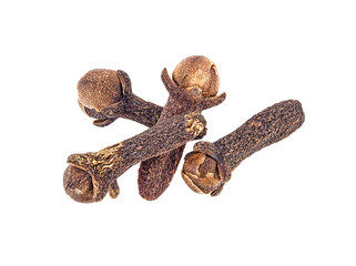 top view dried cloves isolated on white background